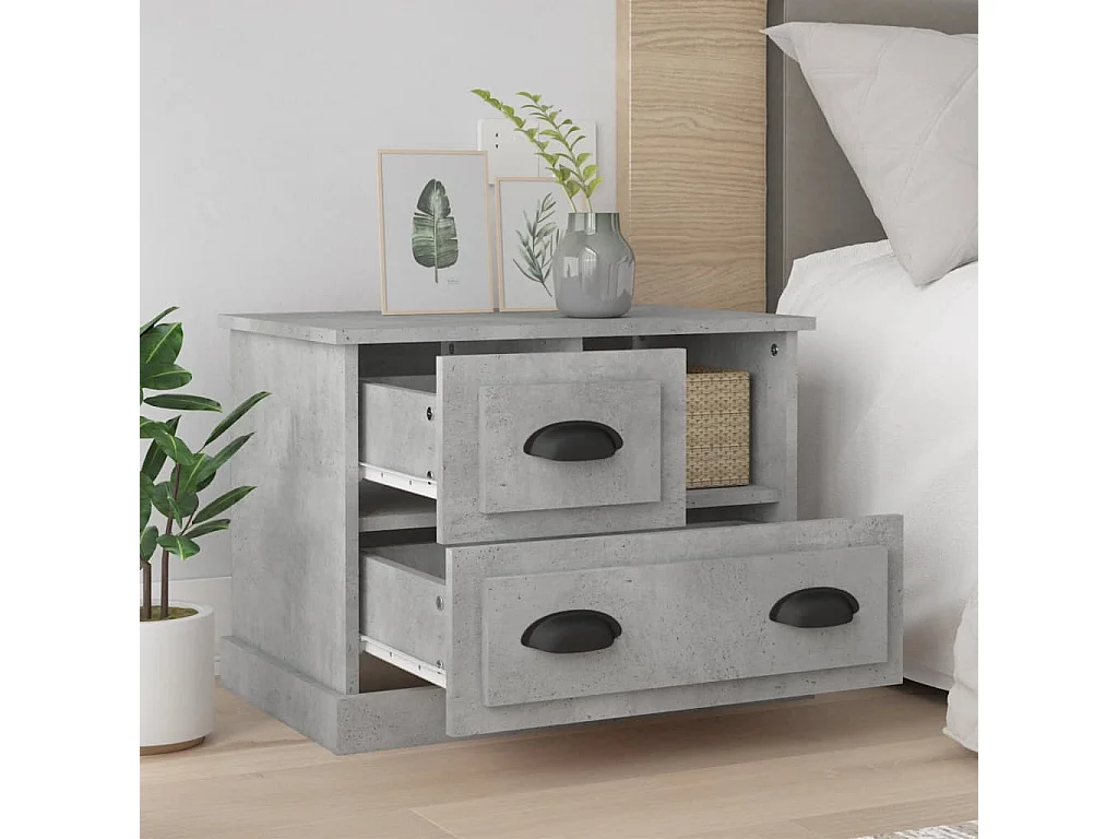 Table de chevet gris béton 60x39x45