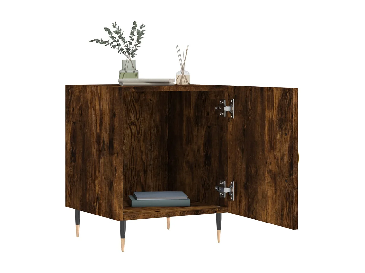 Tables de chevet 2 pcs chêne fumé 40x40x50 bois d'ingénierie