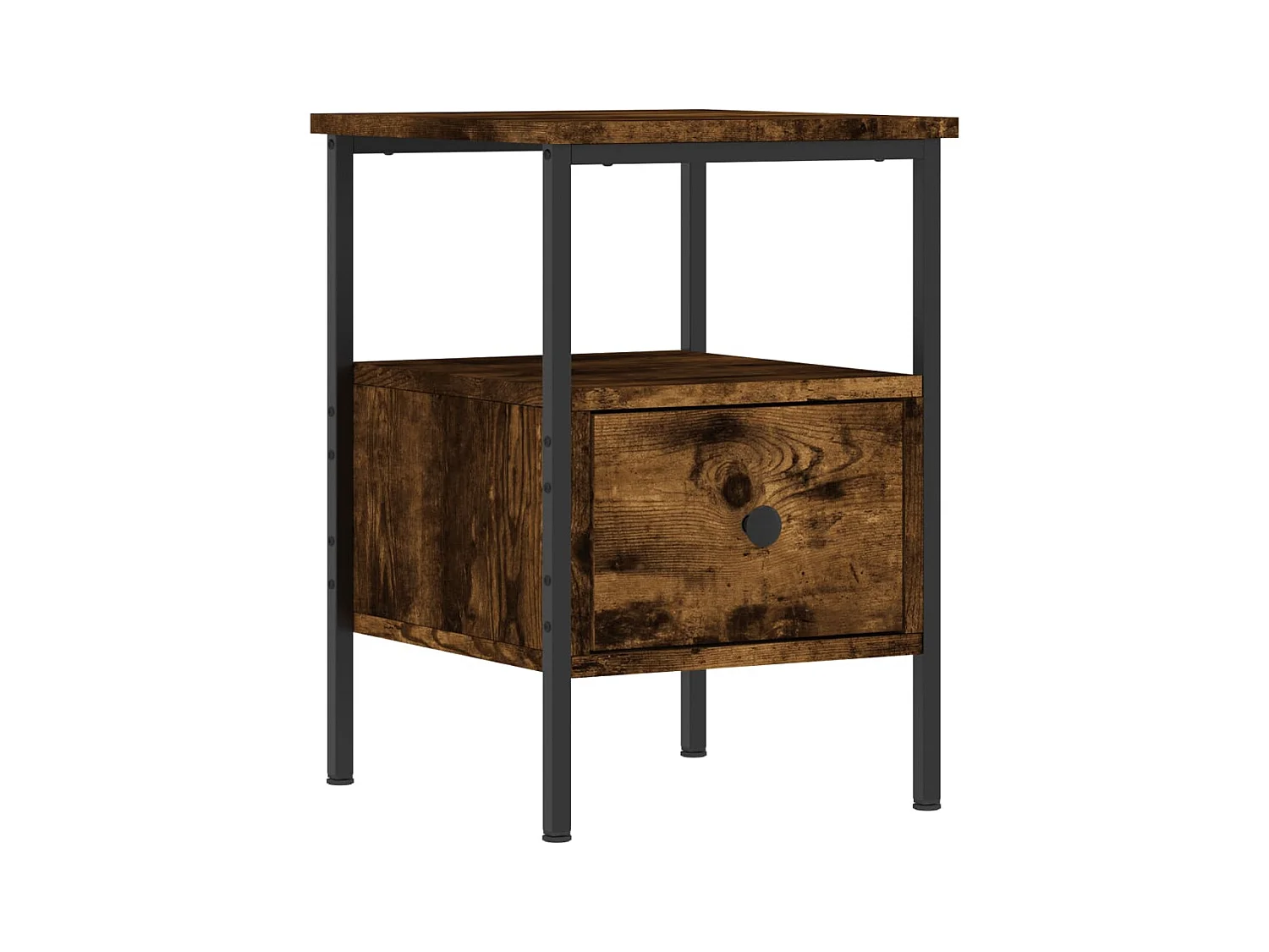 Table de chevet chêne fumé 34x36x50 bois d'ingénierie