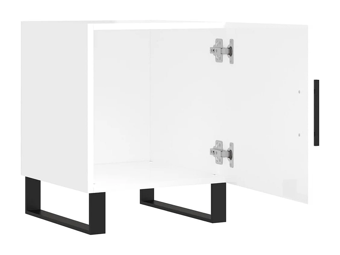 Table de chevet blanc brillant 40x40x50 bois d’ingénierie