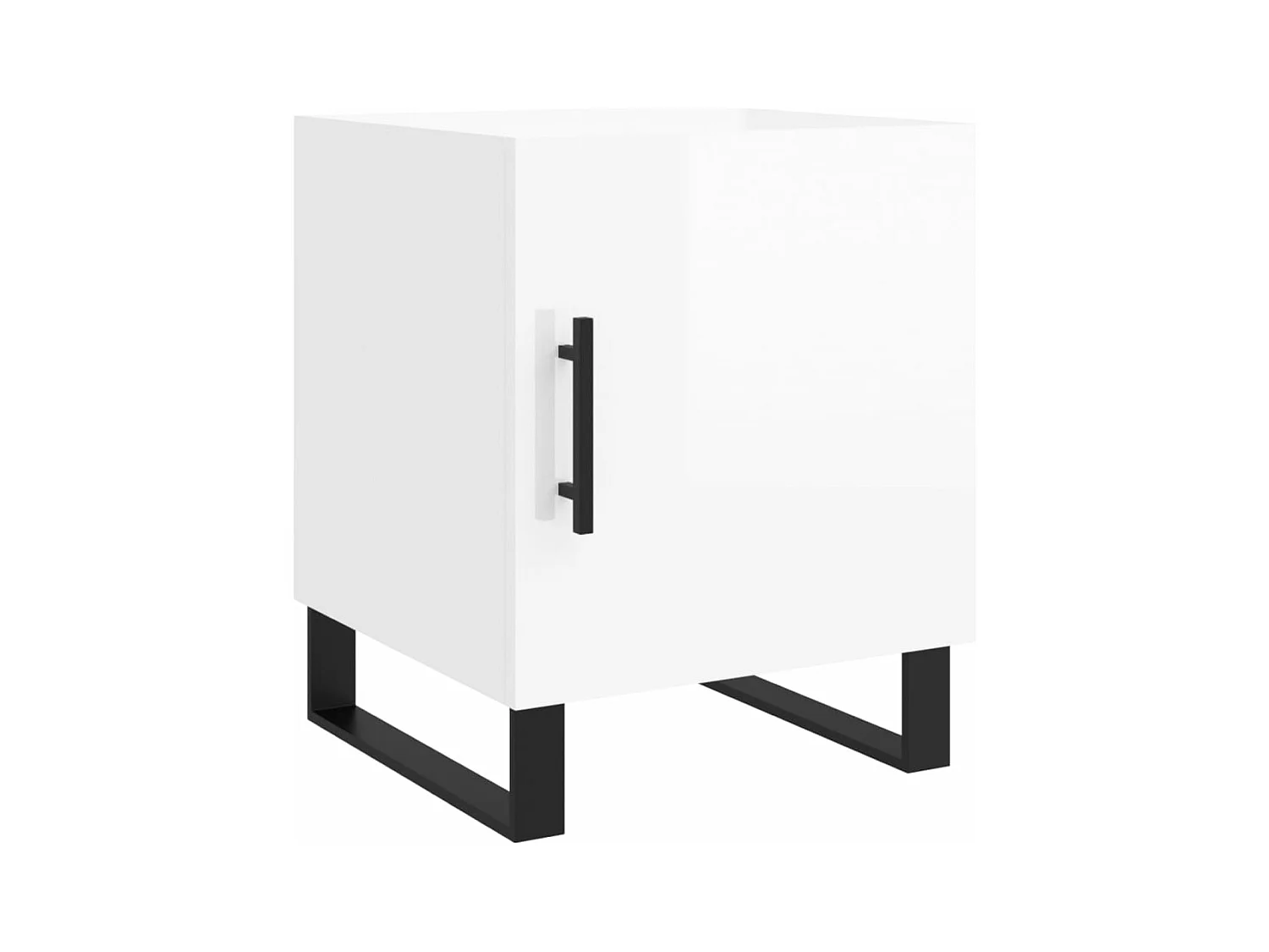 Table de chevet blanc brillant 40x40x50 bois d’ingénierie
