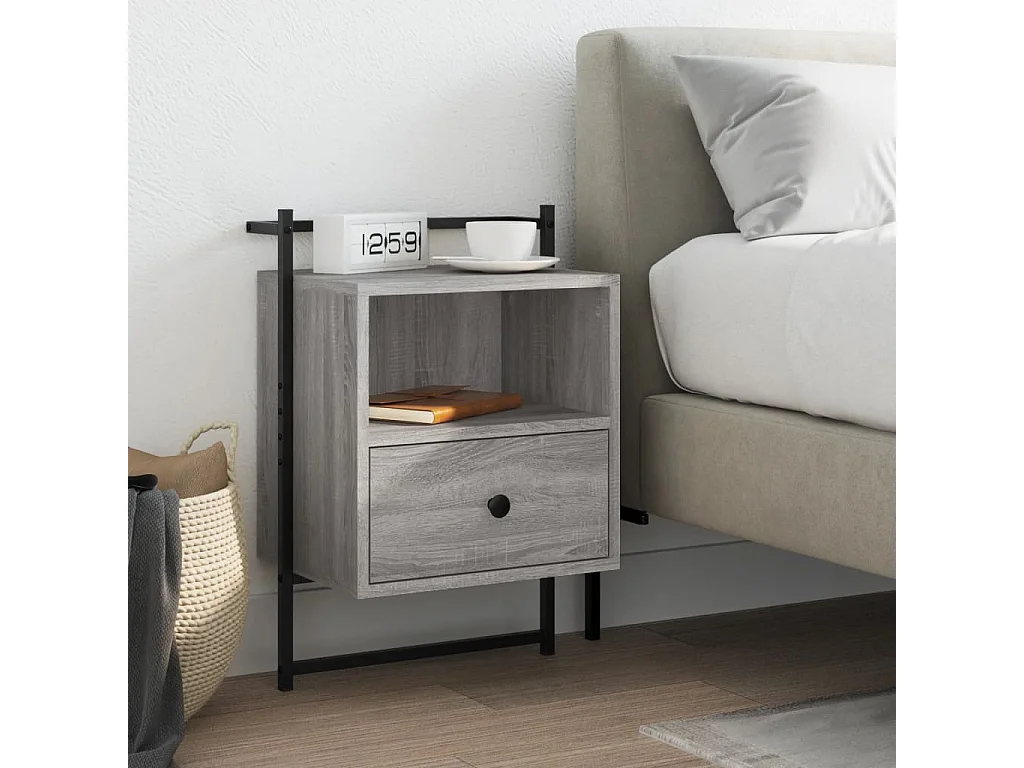 Table de chevet murale sonoma gris 40x30x61 bois d'ingénierie