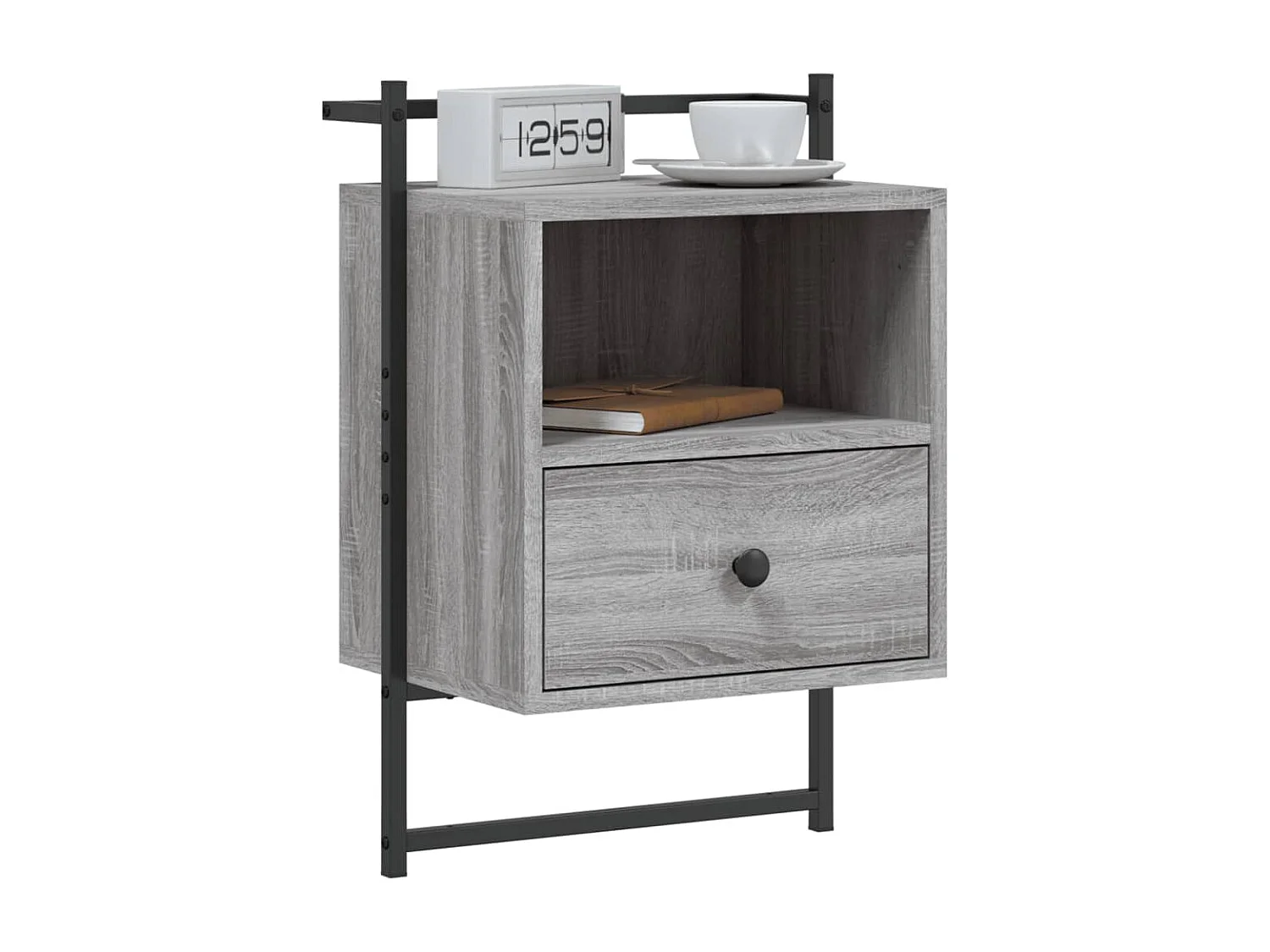 Table de chevet murale sonoma gris 40x30x61 bois d'ingénierie