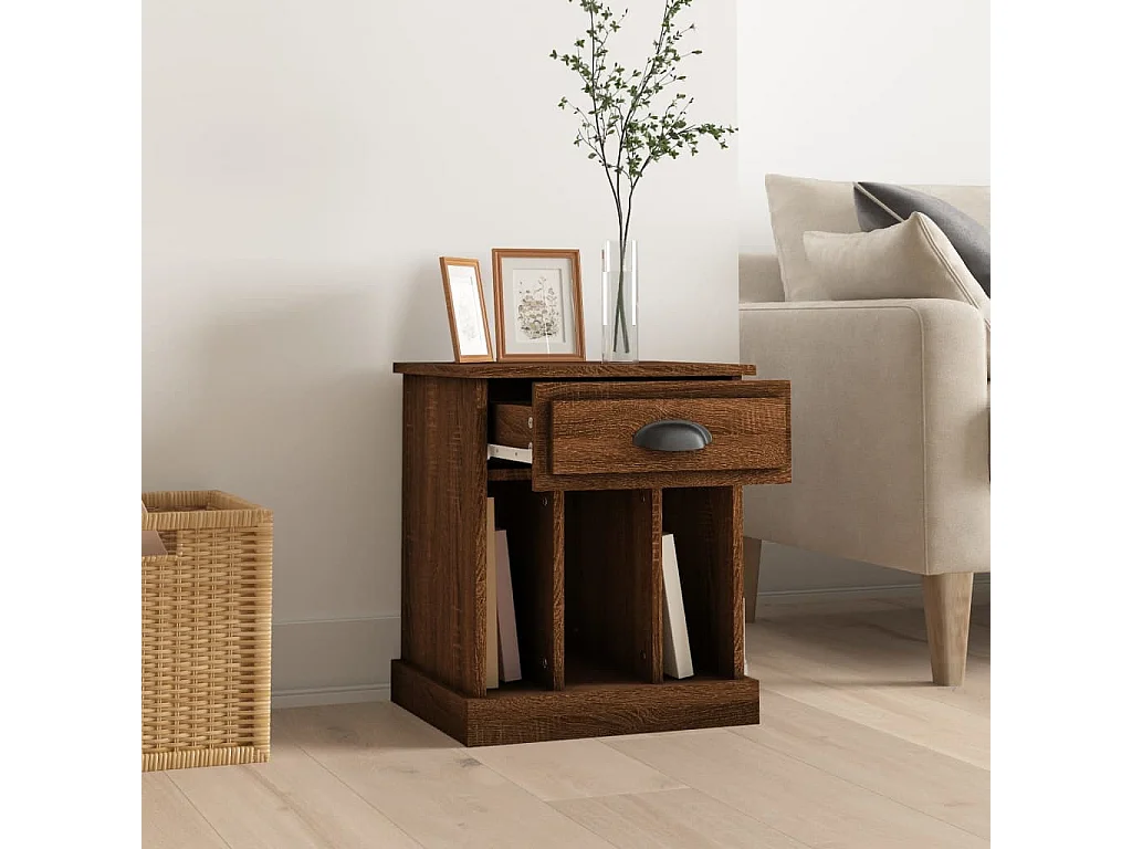 Table de chevet chêne marron 43x36x50
