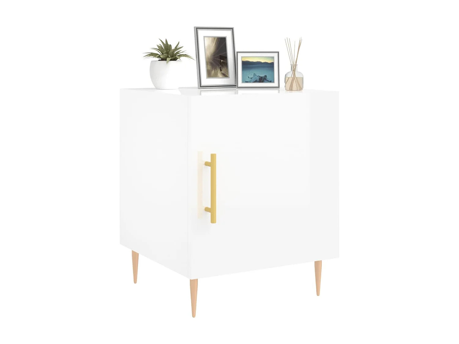 Tables de chevet 2 pcs blanc brillant 40x40x50