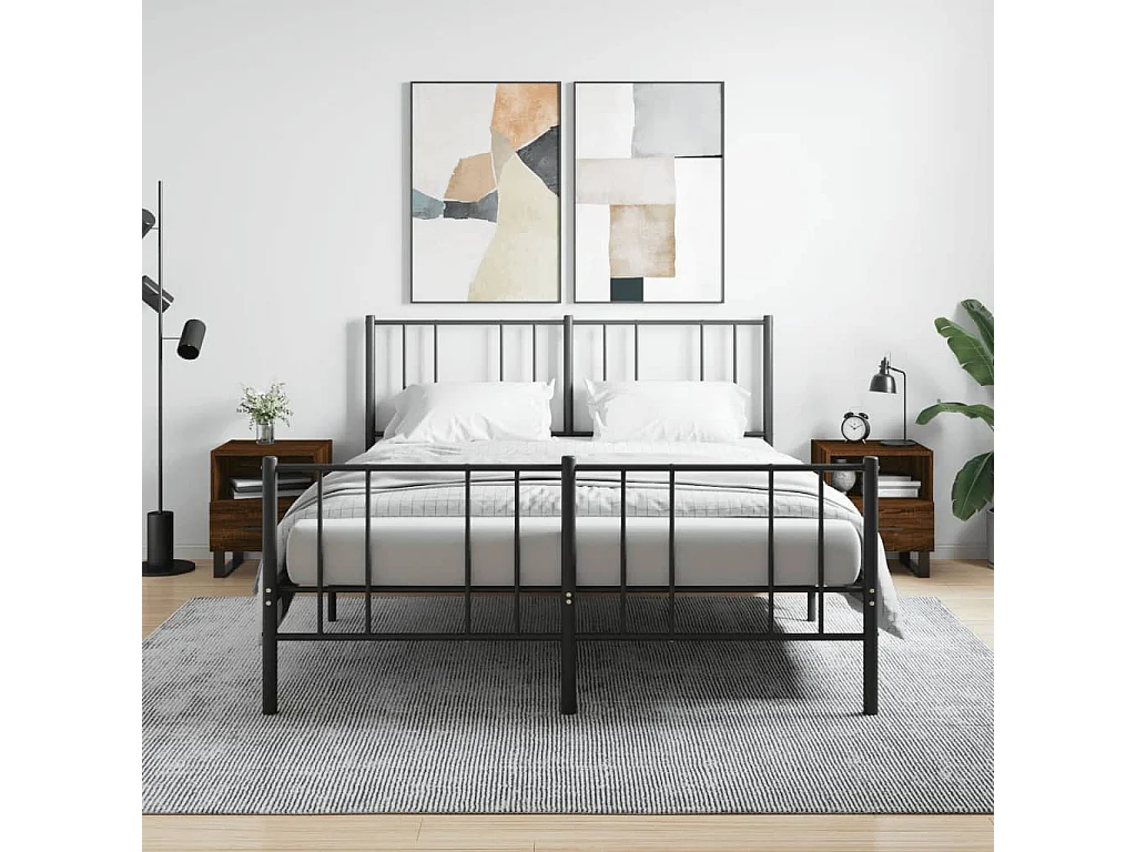 vidaXL Mesita noche 2 uds madera ingeniería marrón roble 40x35x47,5 cm