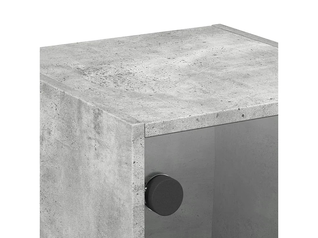 Tables de chevet et portes vitrées 2 pcs gris béton 35x37x35