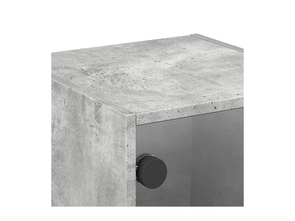 Tables de chevet et portes vitrées 2 pcs gris béton 35x37x35
