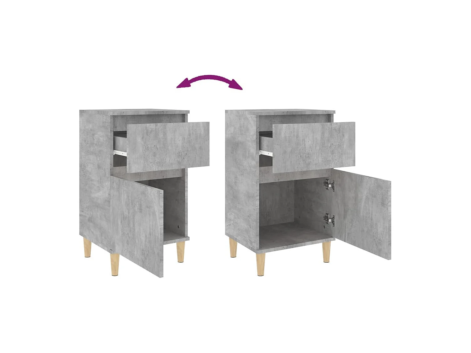 Table de chevet gris béton 40x35x70