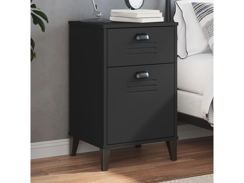 Table de chevet VIKEN noir bois de pin solide