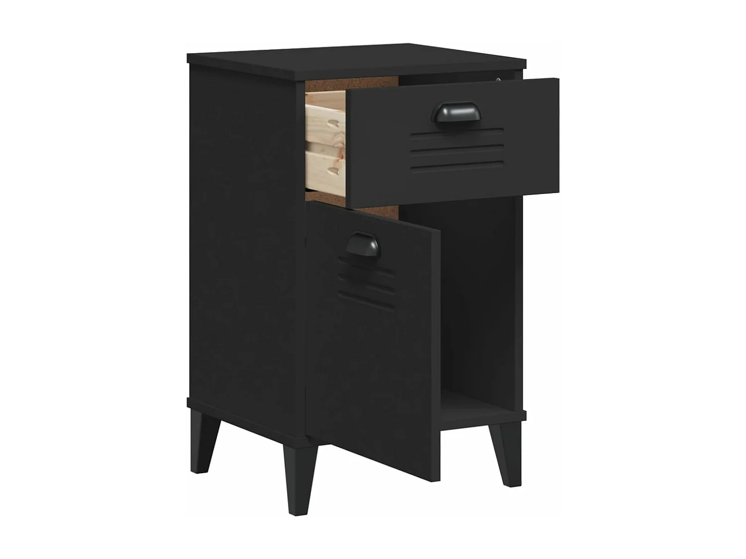 Table de chevet VIKEN noir bois de pin solide