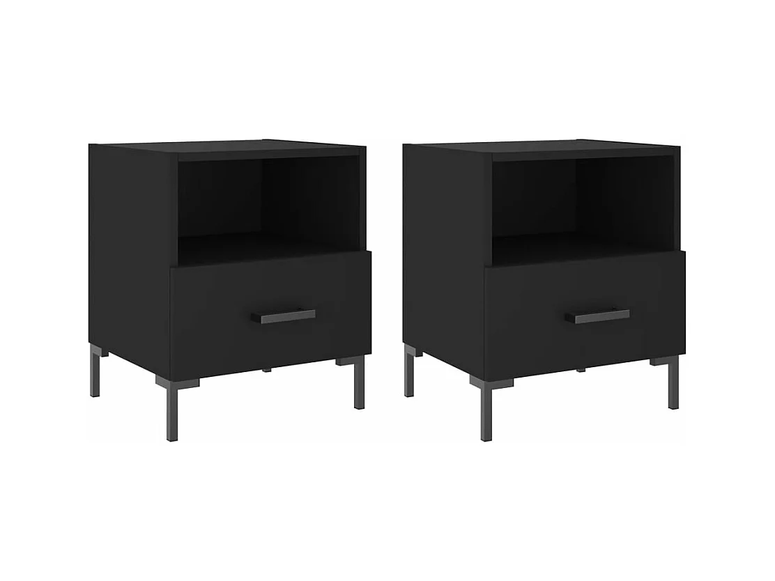 Tables de chevet 2 pcs noir 40x35x47,5 bois d’ingénierie