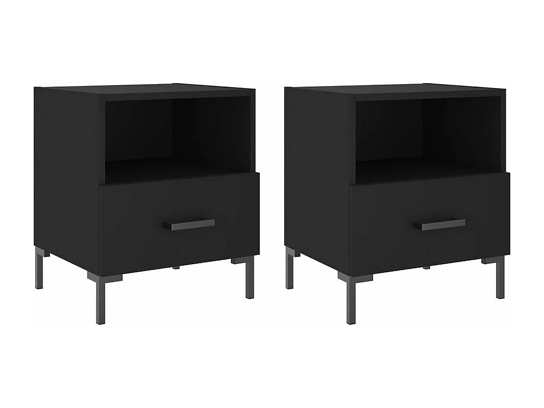 Tables de chevet 2 pcs noir 40x35x47,5 bois d’ingénierie