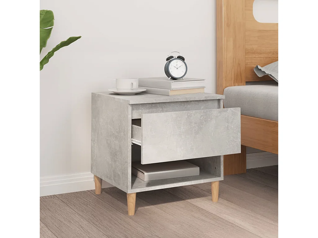 Table de chevet Gris béton 50x46x50 Bois d'ingénierie