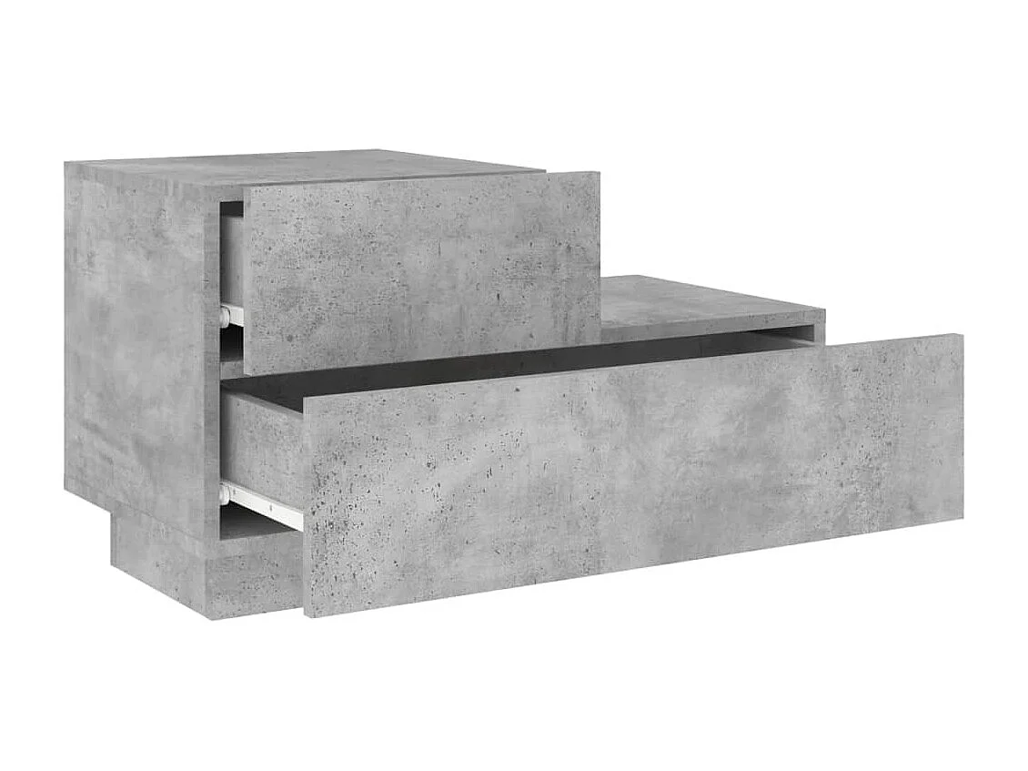 Table de chevet avec lumières LED gris béton 70x36x40,5