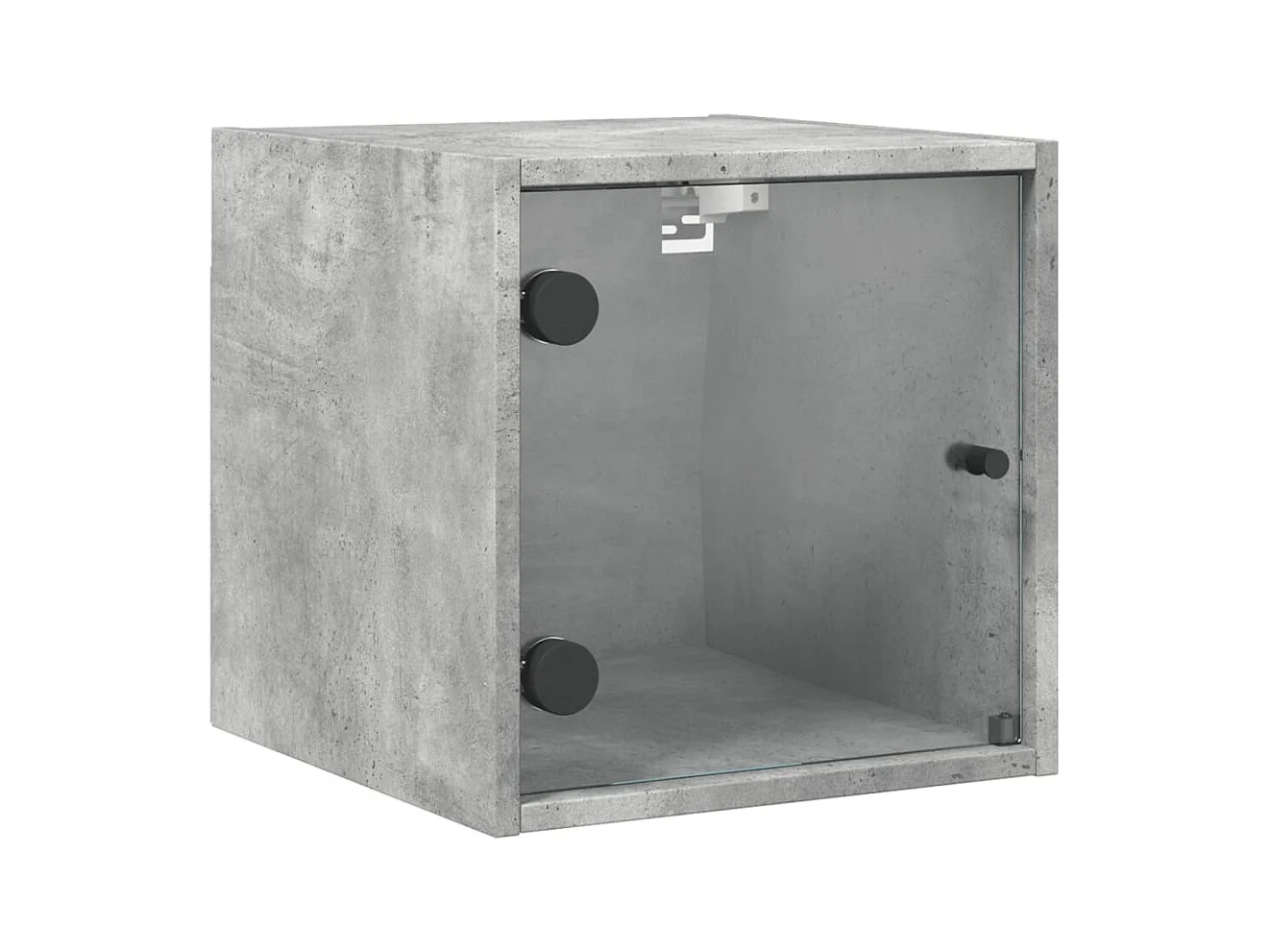 Table de chevet avec porte en verre gris béton 35x37x35