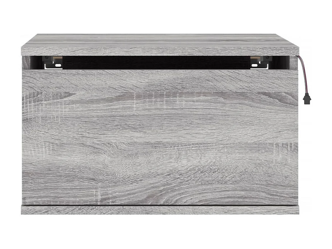 Tables de chevet murales avec lumières LED 2 pcs sonoma gris