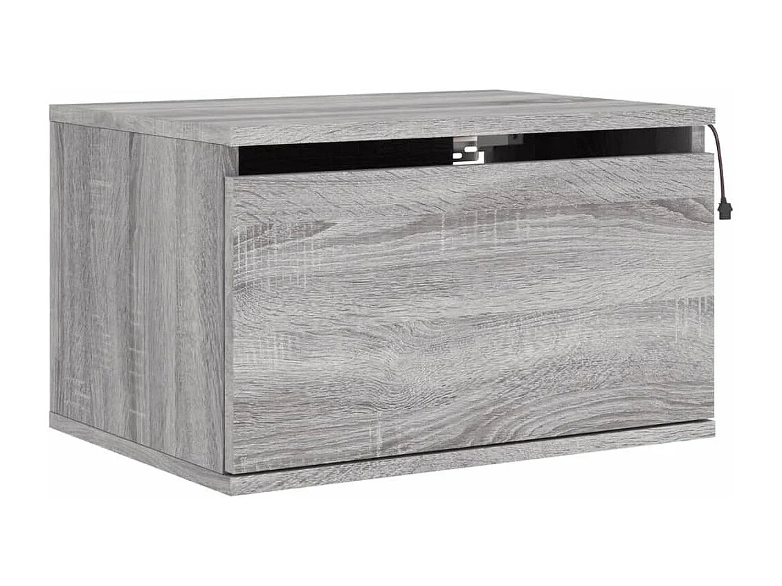 Tables de chevet murales avec lumières LED 2 pcs sonoma gris