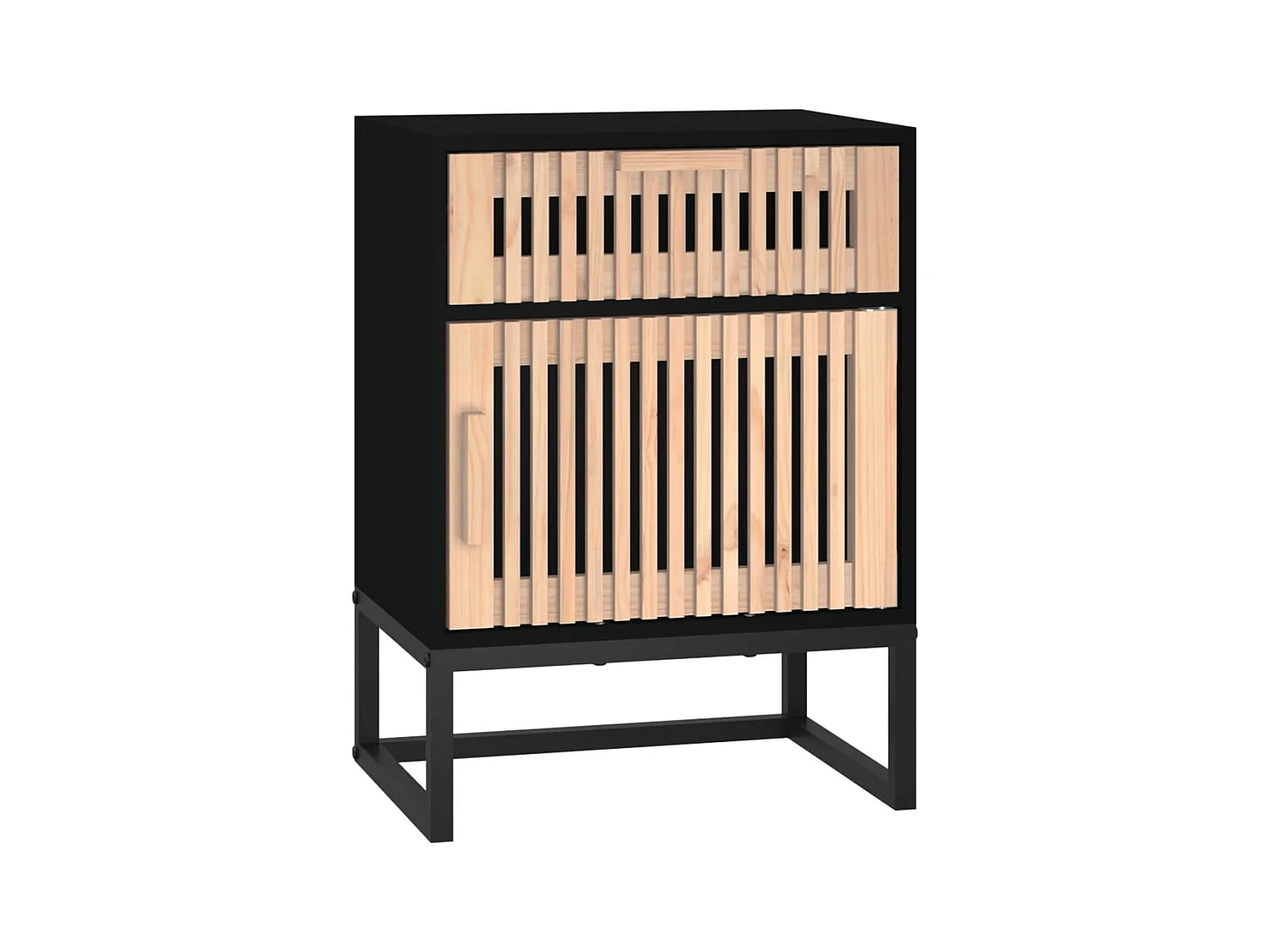 Table de chevet noir 40x30x55,5 bois d’ingénierie et fer