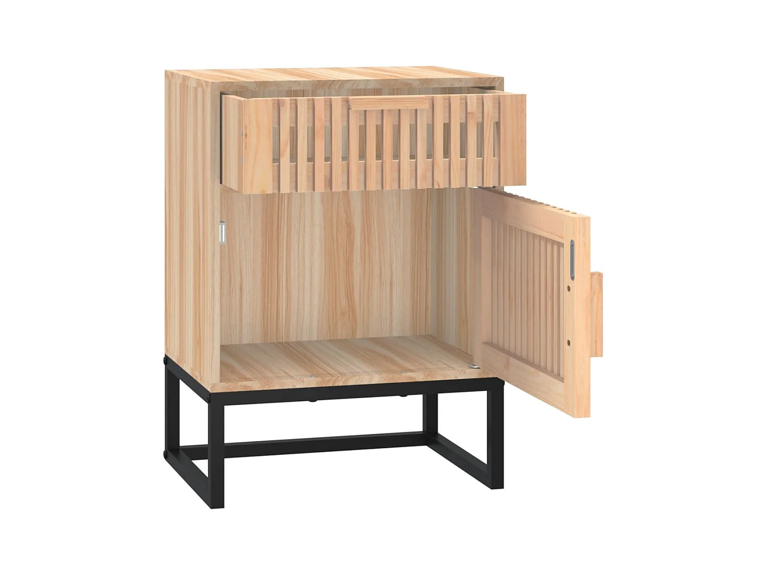 Table de chevet 40x30x55,5 bois d’ingénierie et fer