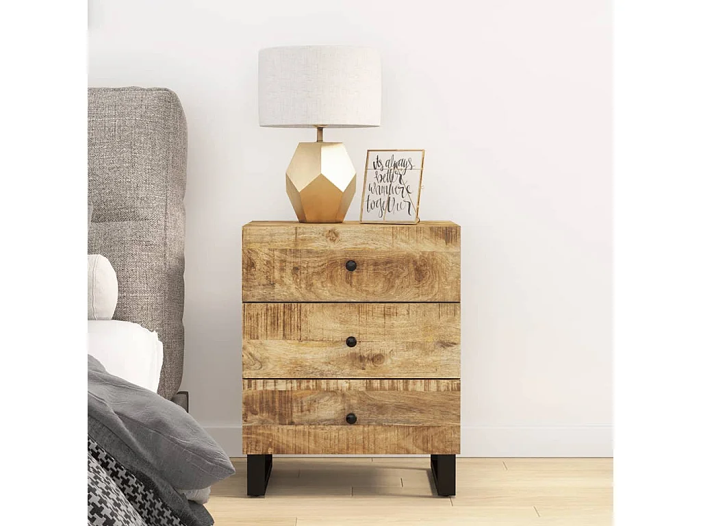 Table de chevet 50x33x62 Bois de manguier et d'ingénierie