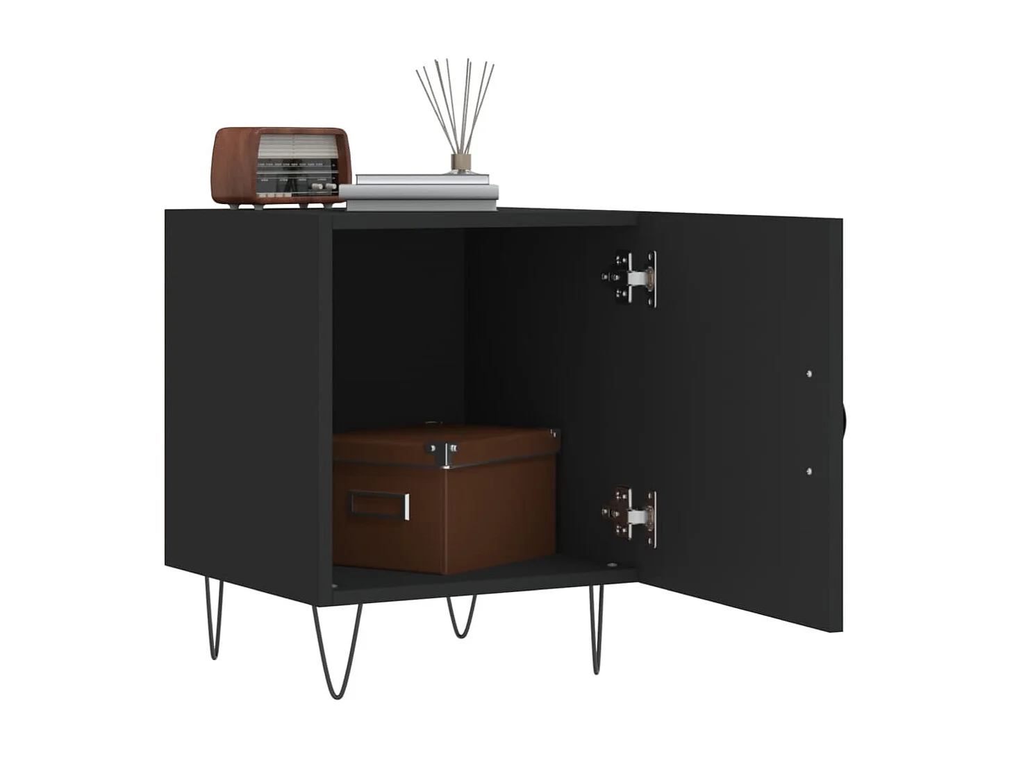 Table de chevet noir 40x40x50 bois d’ingénierie