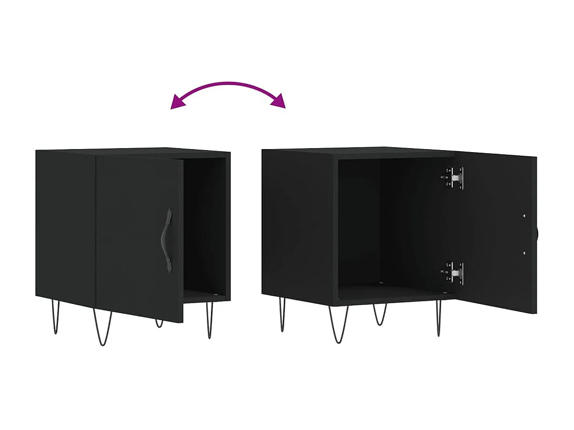 Table de chevet noir 40x40x50 bois d’ingénierie