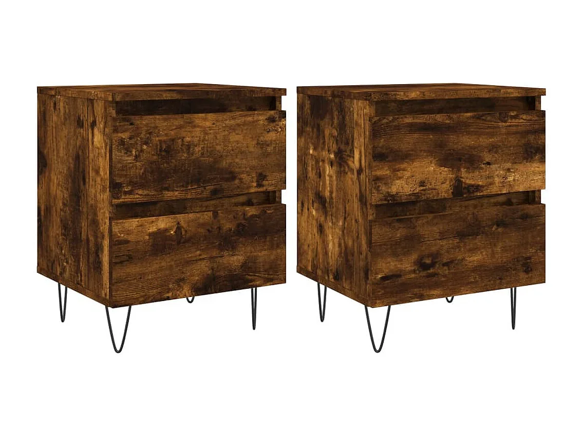 Tables de chevet 2 pcs chêne fumé 40x35x50 bois ingénierie
