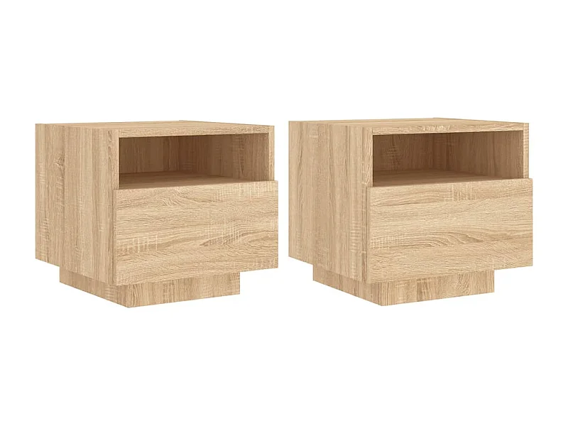 Armoires de chevet avec lumières LED 2 pcs chêne sonoma