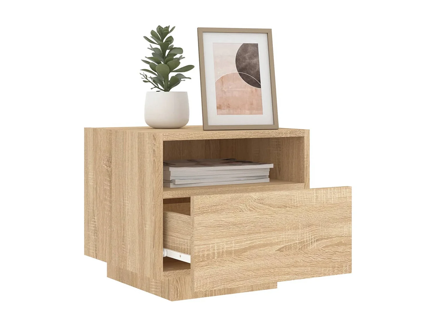 Armoires de chevet avec lumières LED 2 pcs chêne sonoma