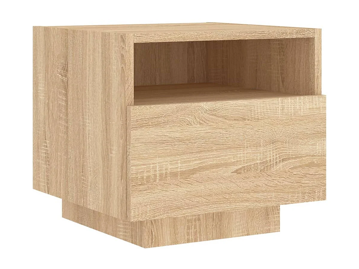 Armoires de chevet avec lumières LED 2 pcs chêne sonoma