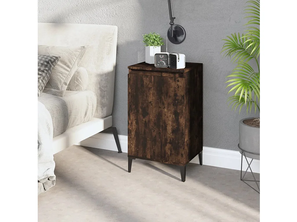 Table de chevet chêne fumé 40x35x70 bois d'ingénierie