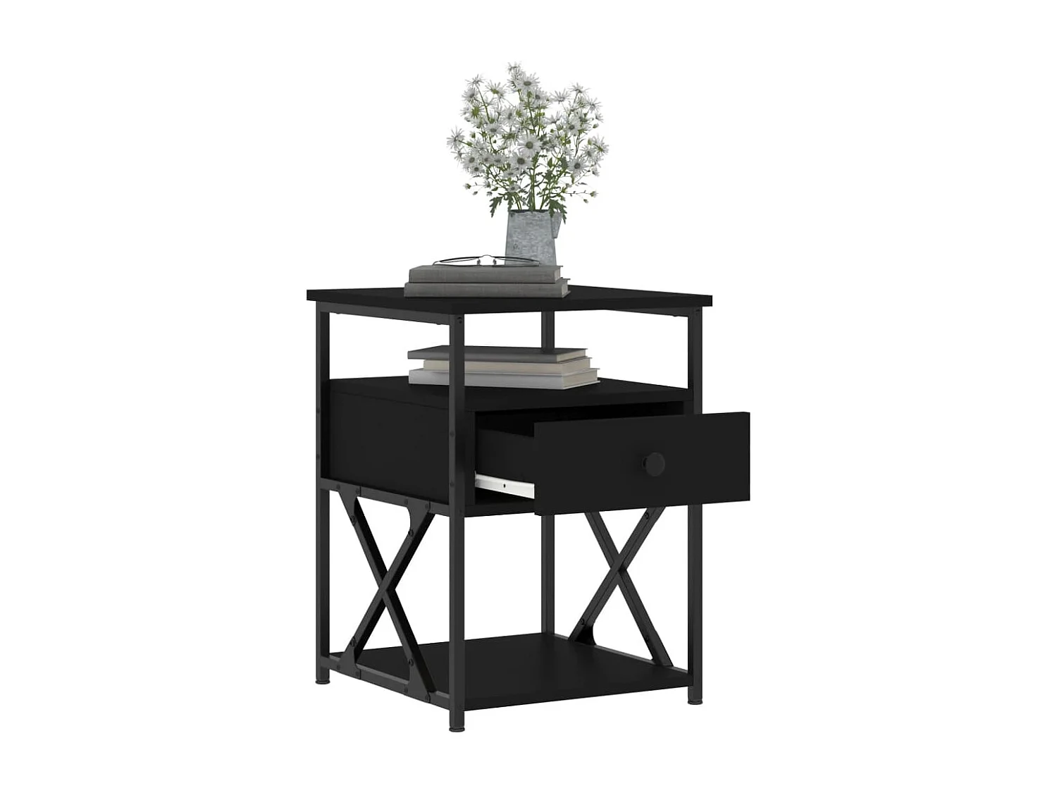 Tables de chevet 2 pcs noir 40x42x55 bois d’ingénierie