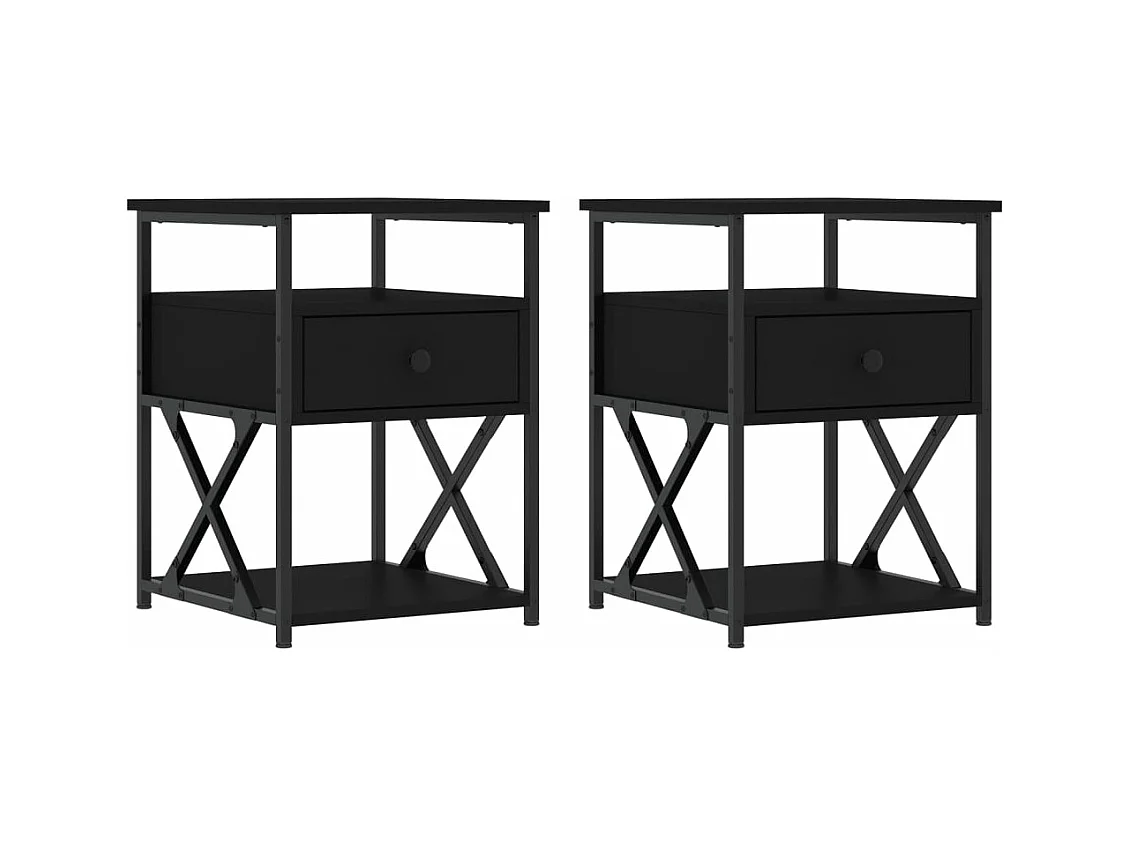 Tables de chevet 2 pcs noir 40x42x55 bois d’ingénierie