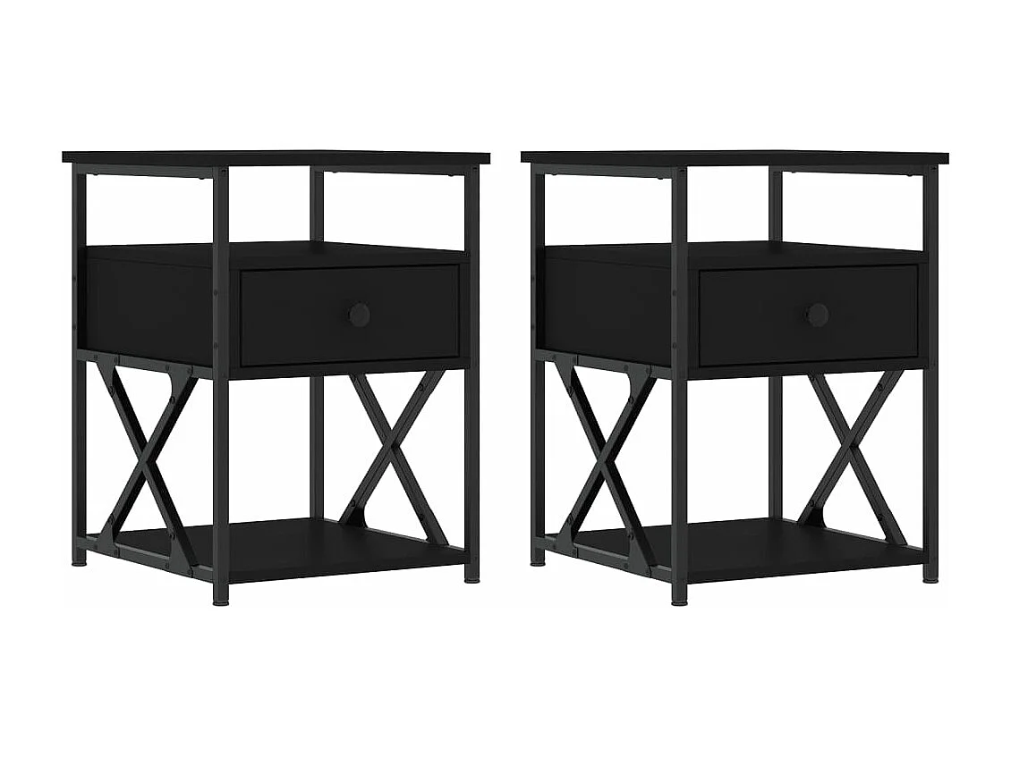 Tables de chevet 2 pcs noir 40x42x55 bois d’ingénierie