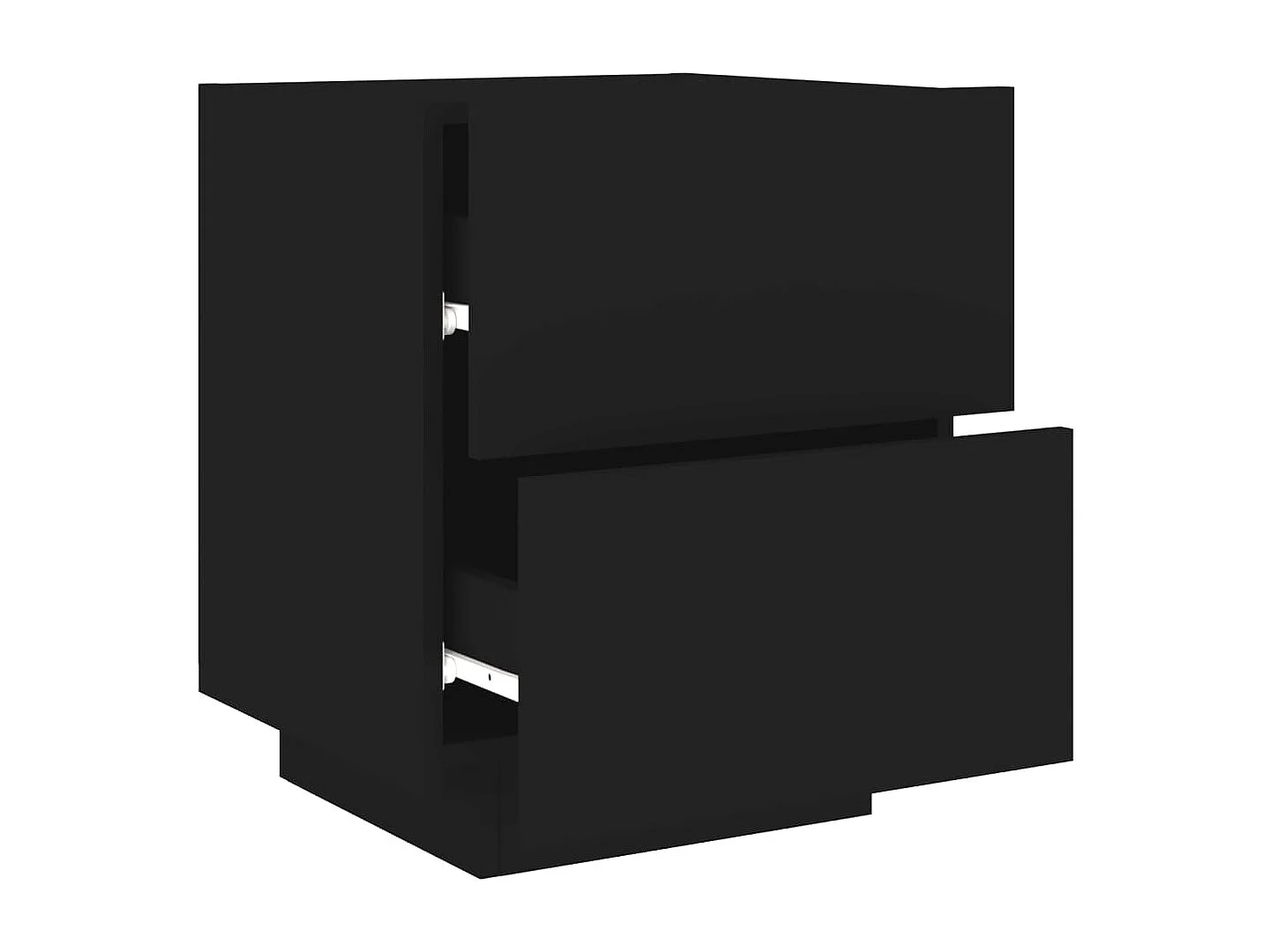 Armoires de chevet et lumières LED 2 pcs noir bois d'ingénierie