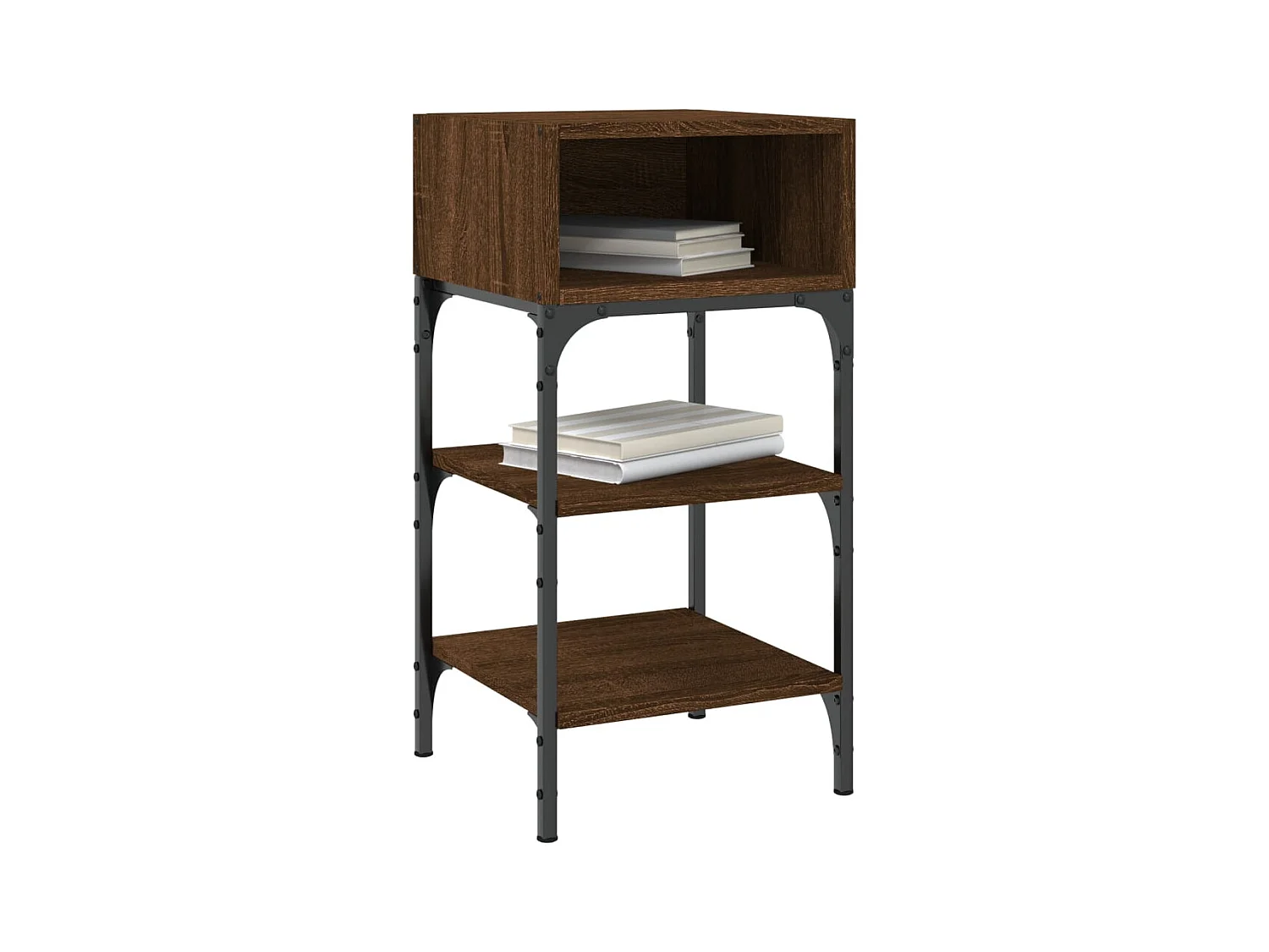 vidaXL Mesita noche 2 uds madera ingeniería marrón roble 35x34,5x70 cm