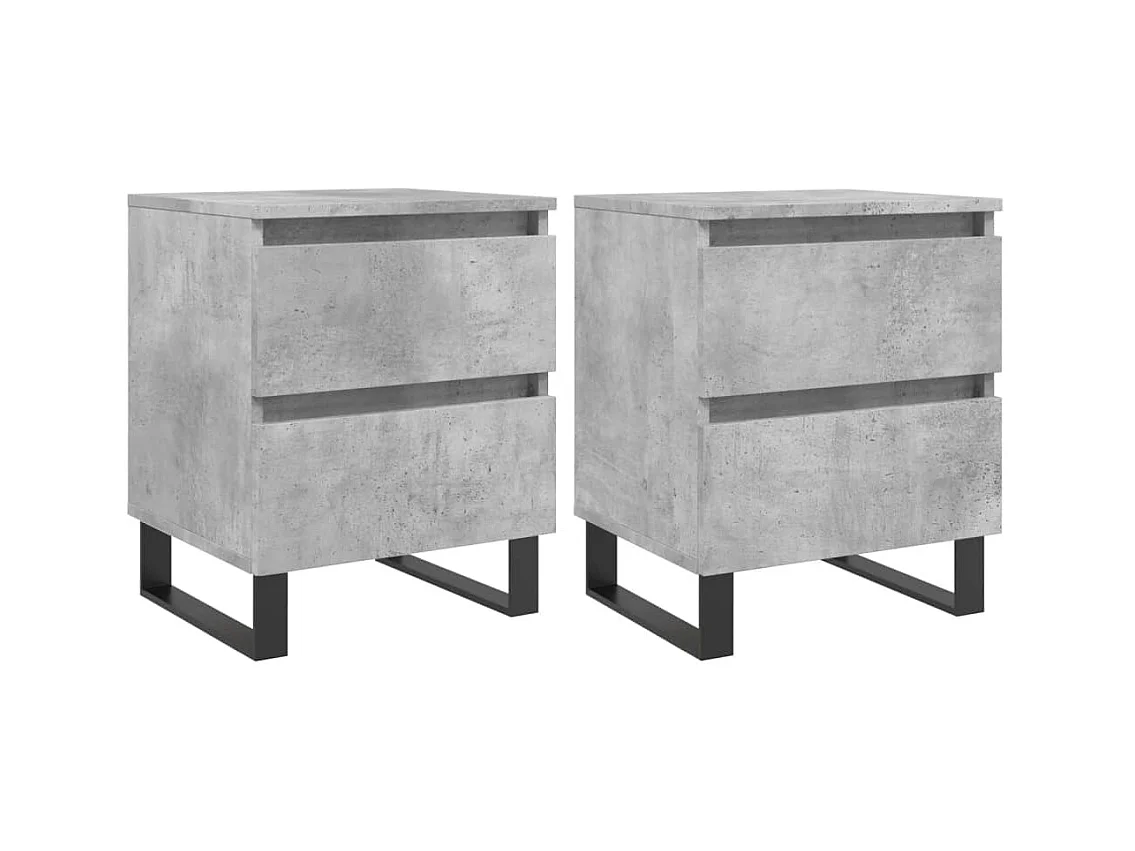 Tables de chevet 2 pcs gris béton 40x35x50 bois d’ingénierie