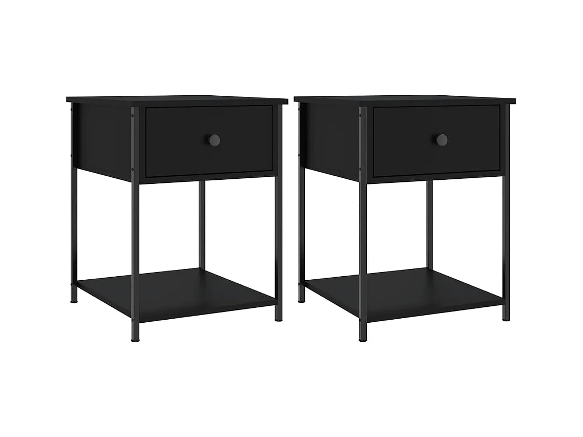 Tables de chevet 2 pcs noir 44x45x58 bois d’ingénierie