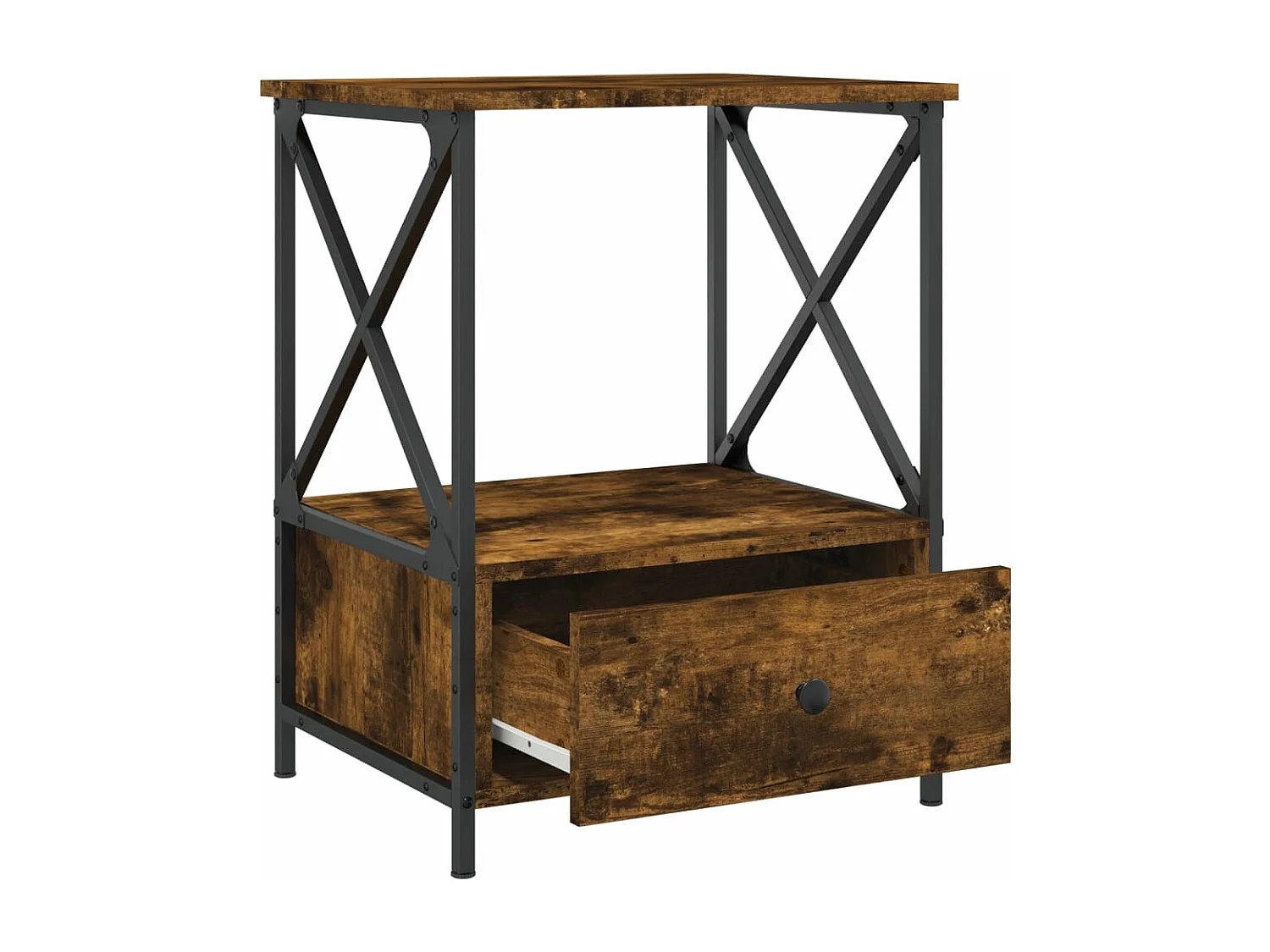 Table de chevet chêne fumé 50x41x65 bois d'ingénierie