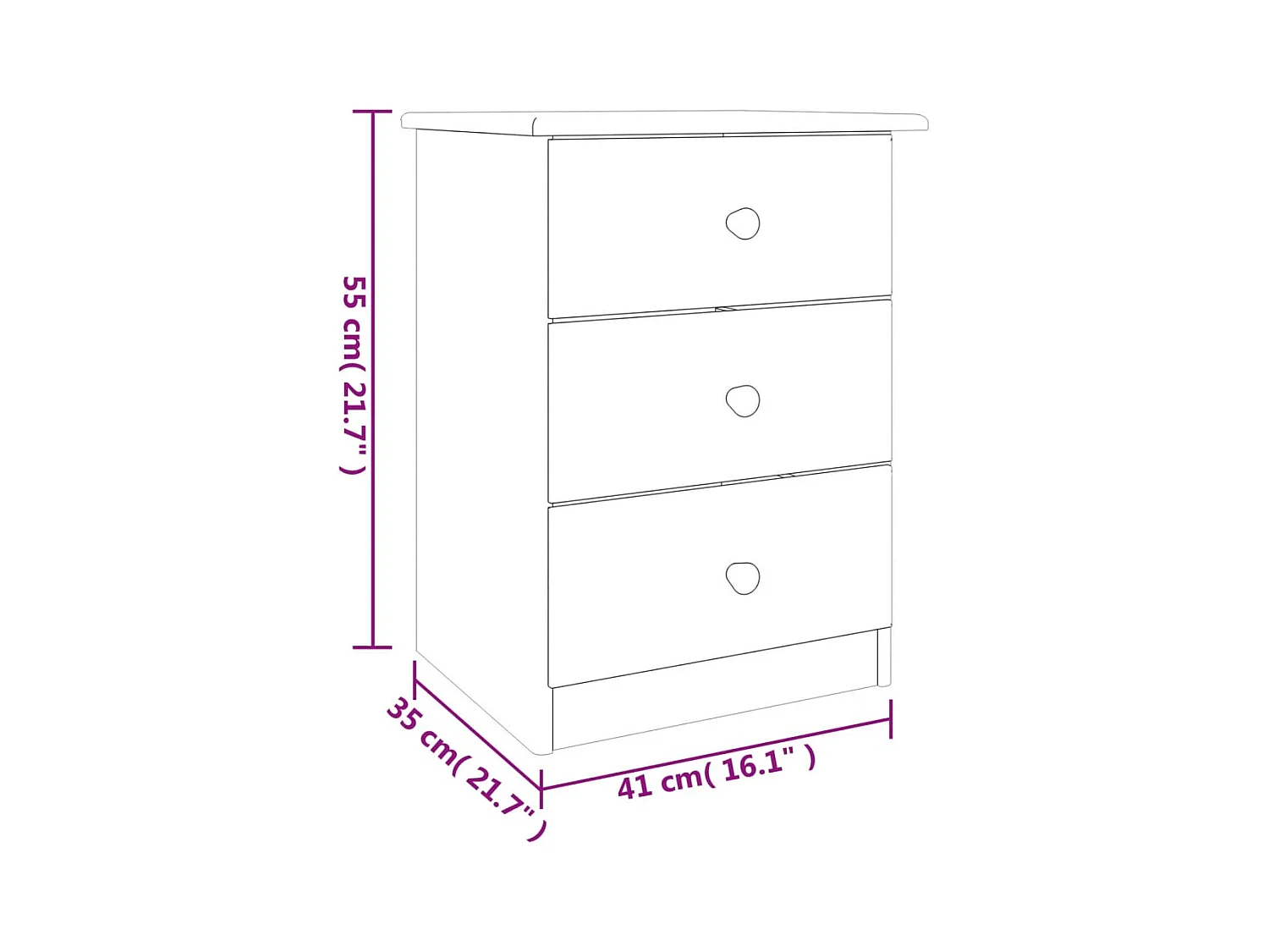 Table de chevet ALTA 41x35x55 bois de pin massif