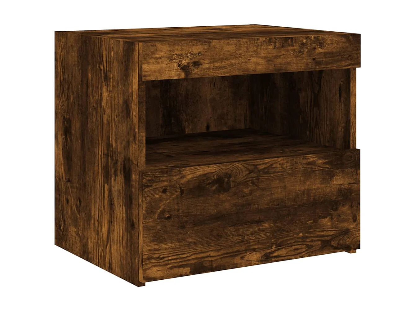 Tables de chevet avec lumières LED 2 pcs chêne fumé 50x40x45