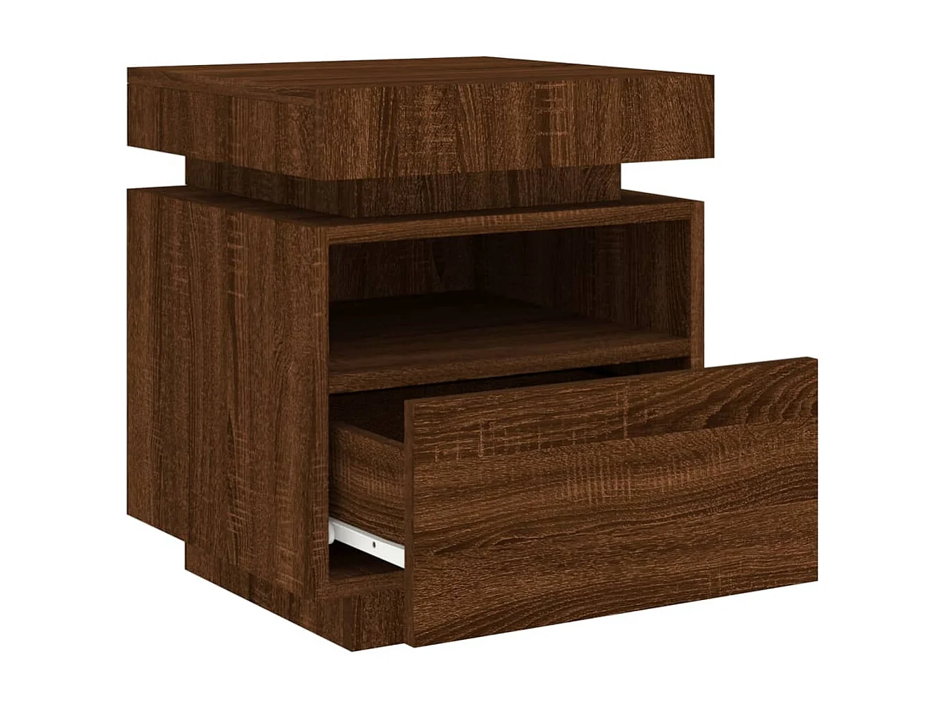 Armoires de chevet avec lumières LED 2 pcs chêne marron