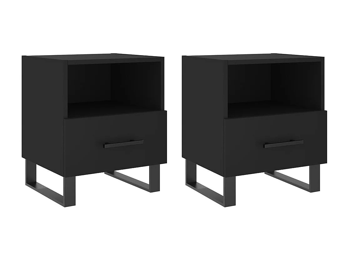 Tables de chevet 2 pcs noir 40x35x47,5 bois d’ingénierie