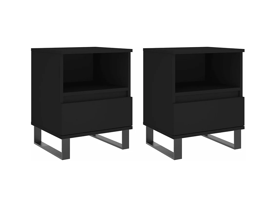 Tables de chevet 2 pcs noir 40x35x50 bois d’ingénierie