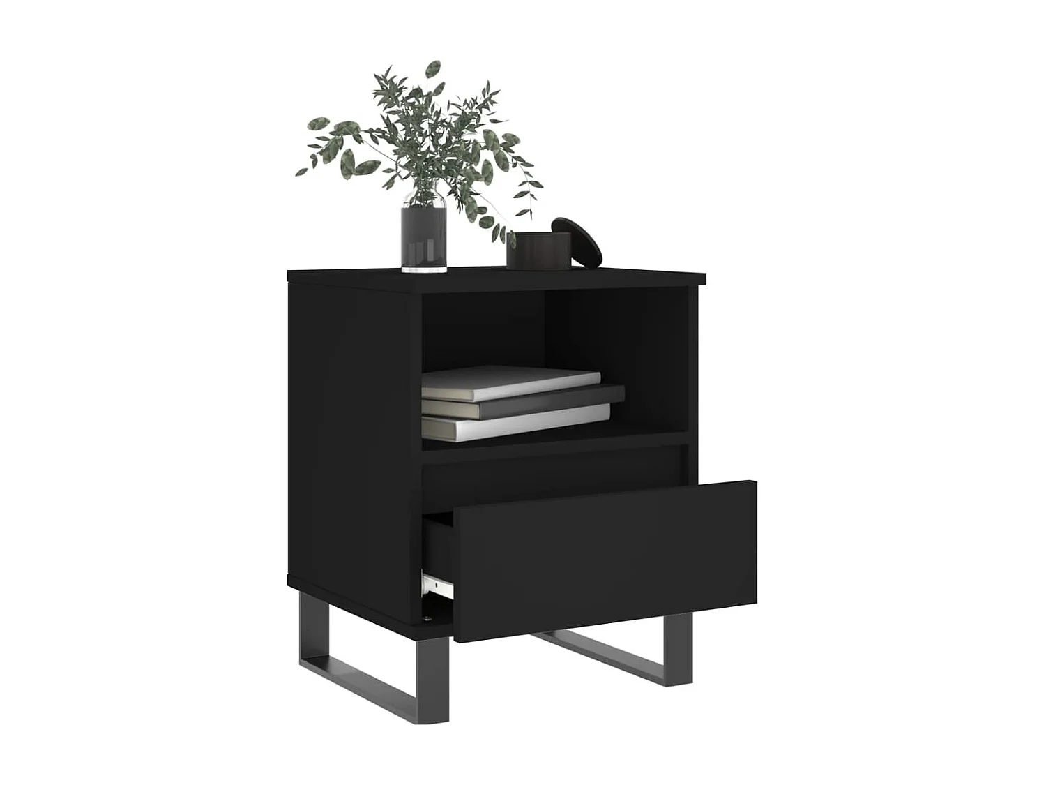 vidaXL Mesitas de noche 2 uds madera de ingeniería negro 40x35x50 cm