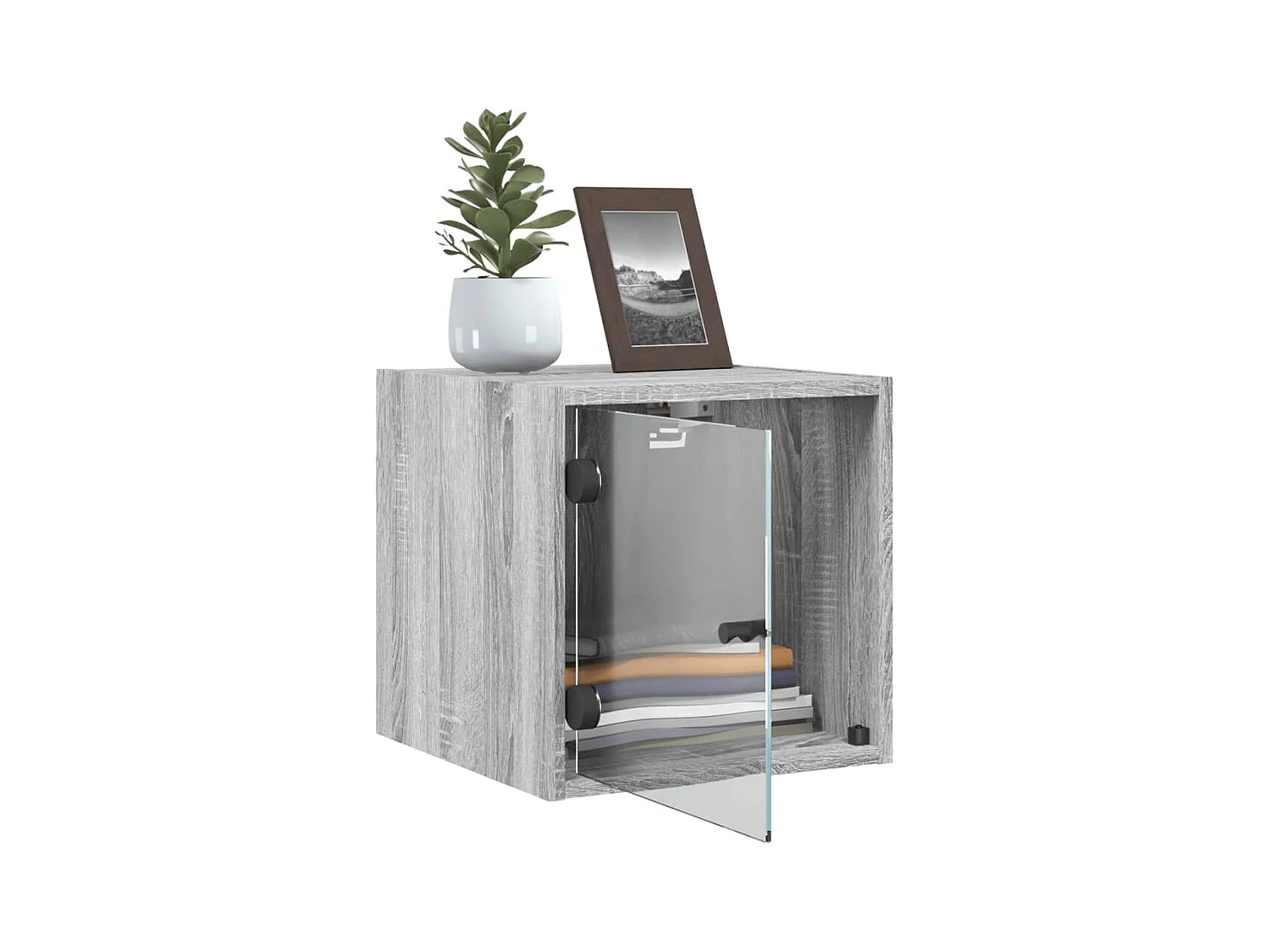 Tables de chevet et portes vitrées 2pcs sonoma gris 35x37x35