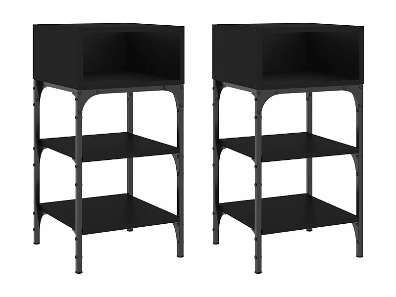 Tables de chevet 2 pcs noir 35x34,5x70 bois d'ingénierie