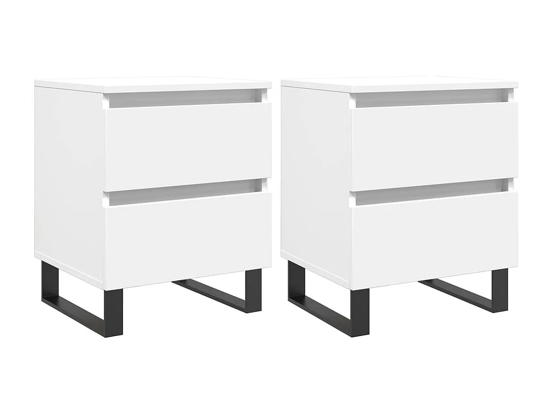 Tables de chevet 2 pcs blanc 40x35x50 bois d’ingénierie