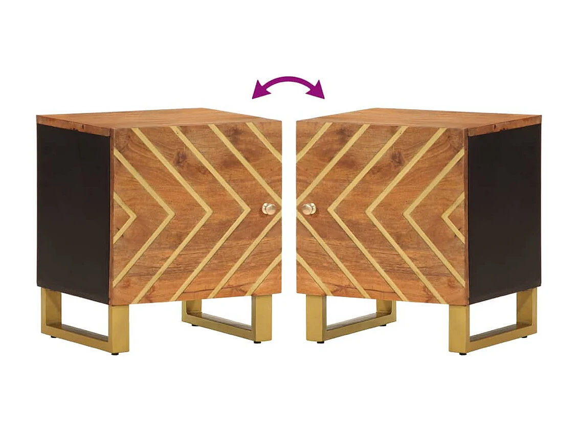 Tables de chevet 2 pcs marron et noir bois de manguier solide